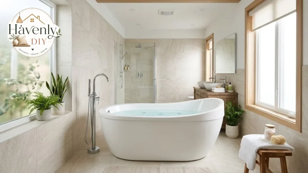 Bathroom with a jetted tub after a remodel