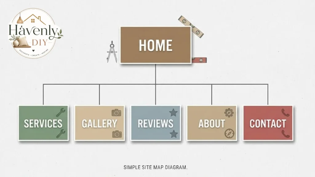 Sitemap for a contractor website showing the main pages