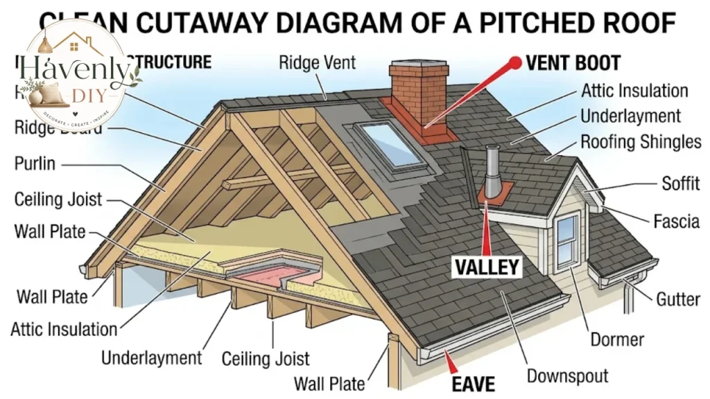 Diagram of common roof leak points