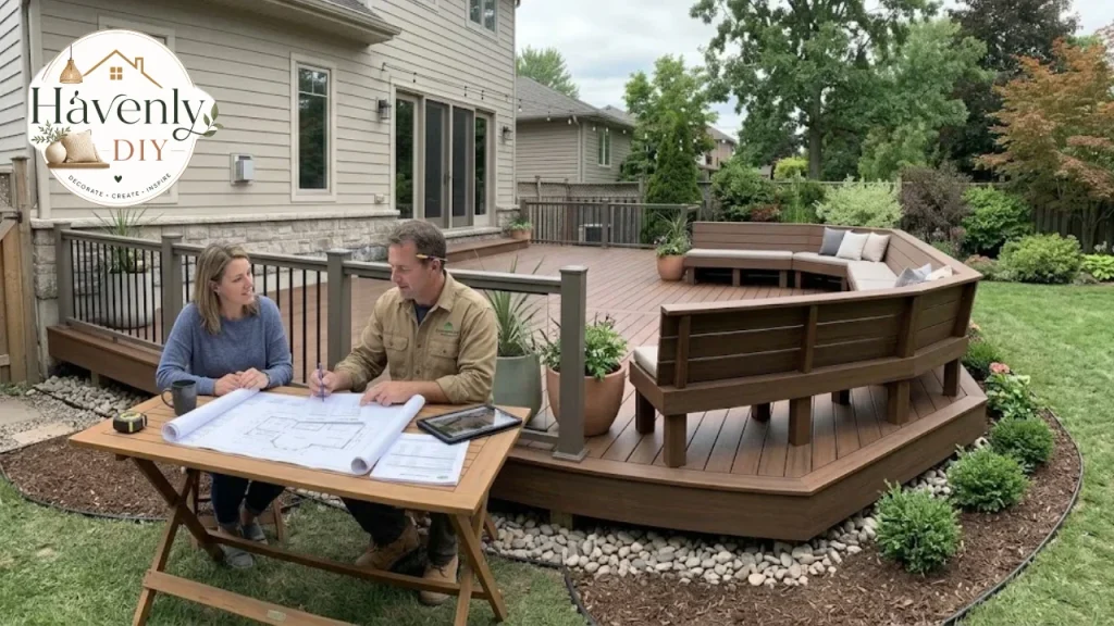 Reviewing a deck quote with a contractor