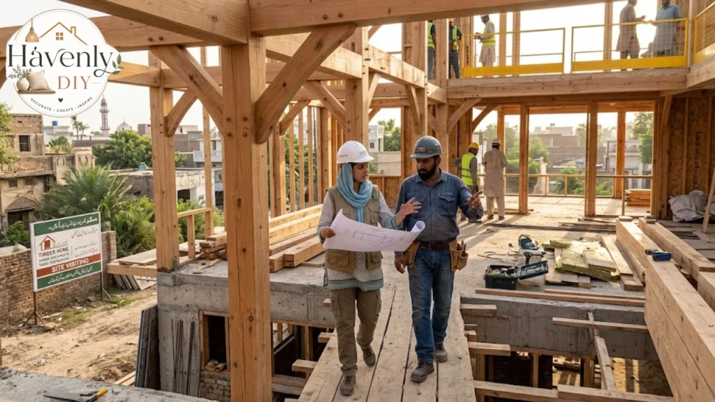 Architect inspecting a home under construction