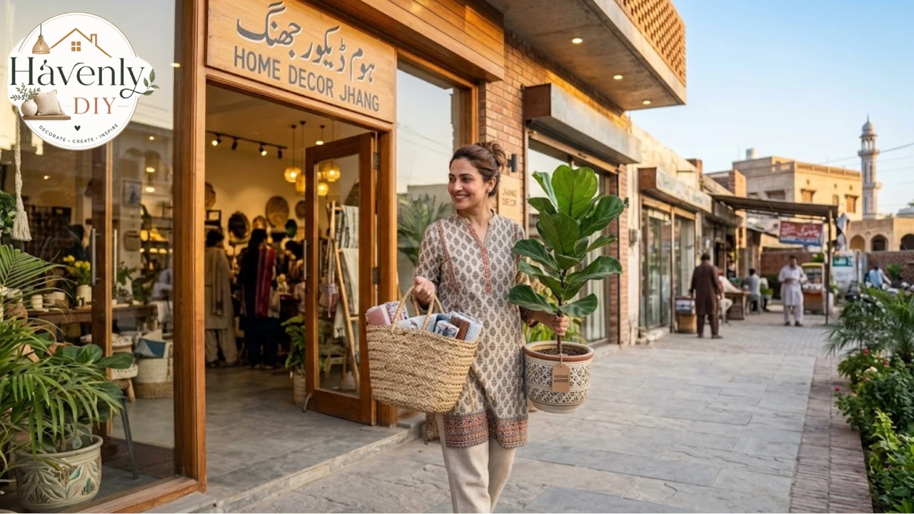 Shopper leaving one of the home stores near me with decor