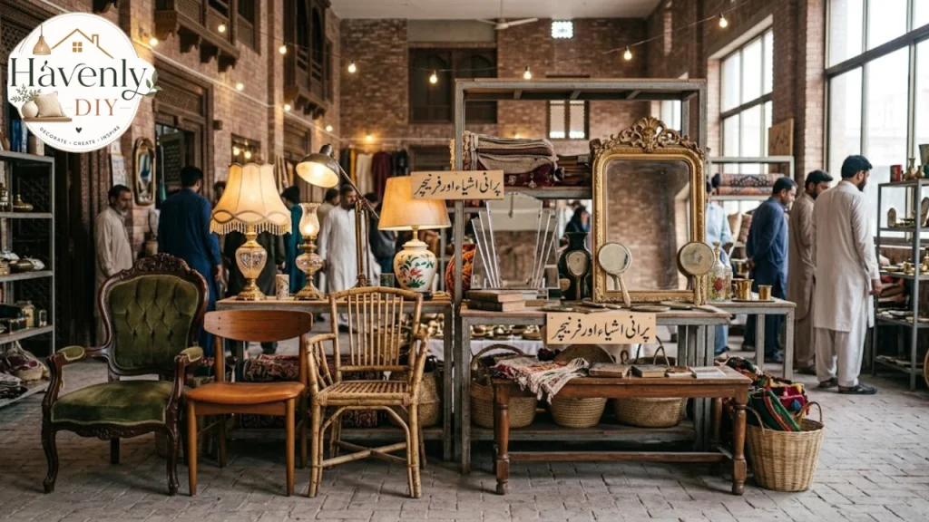 Vintage furniture at a secondhand home store