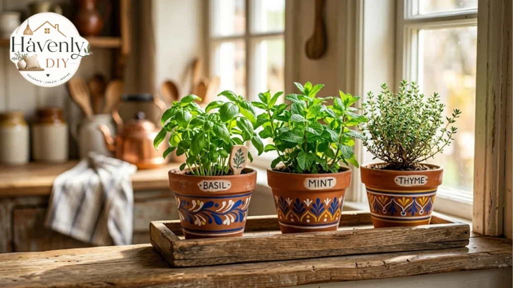 DIY windowsill herb planter as a Mother's Day gift