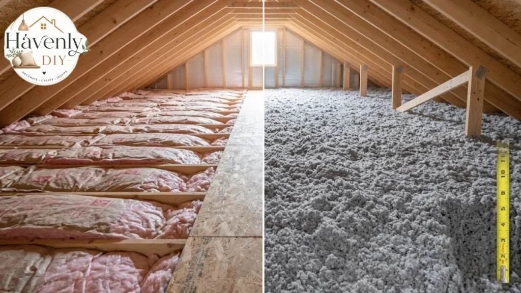 Fiberglass batts compared with blown-in cellulose attic insulation