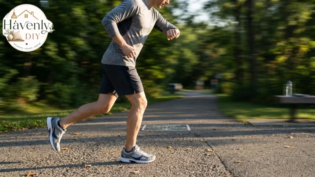 Runner checking pace on a GPS fitness watch