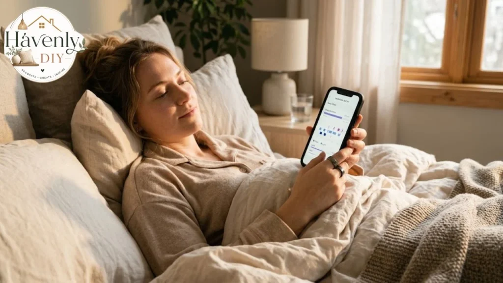 Checking sleep tracking data on a phone with a smart ring